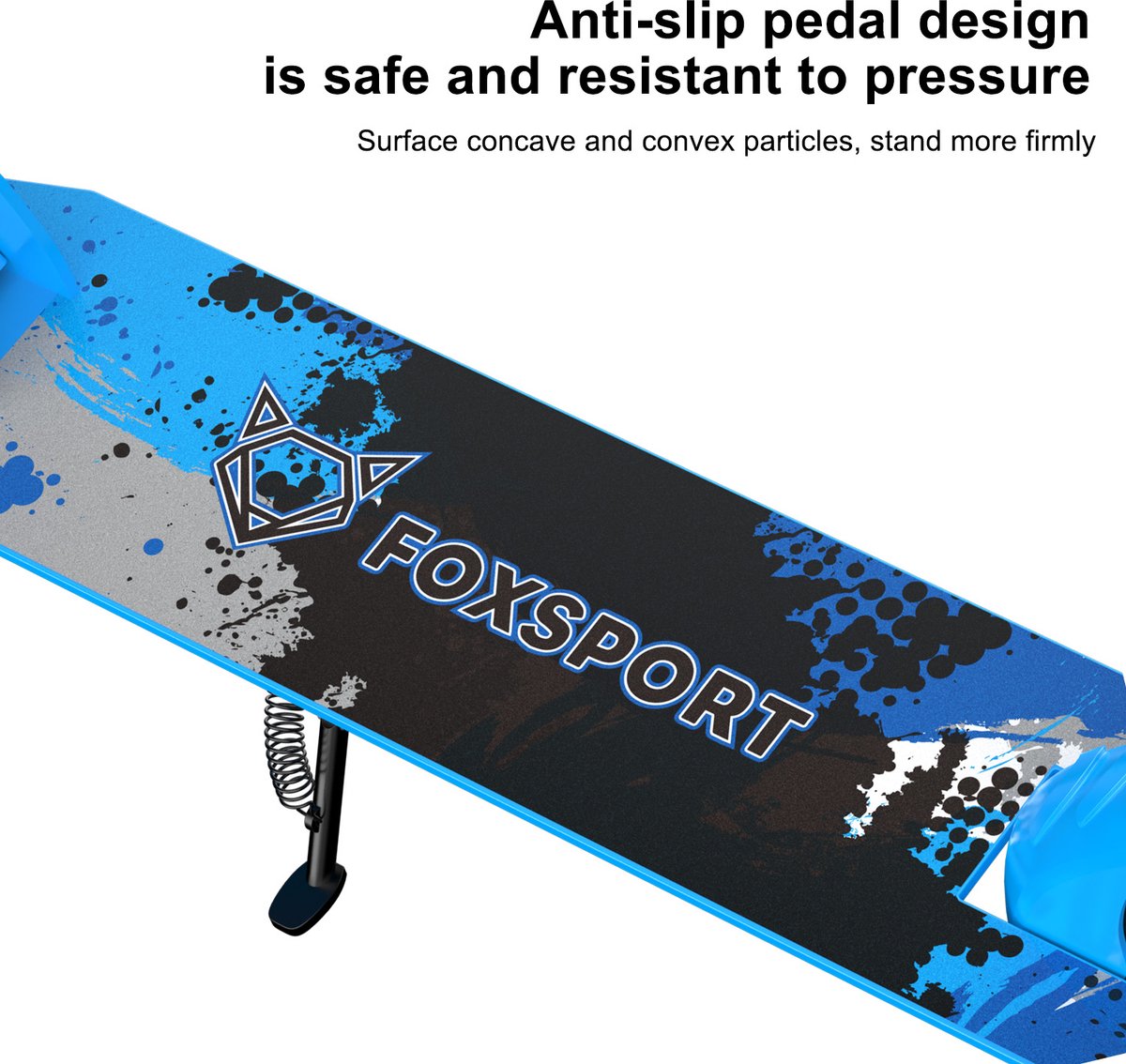 FOXSPORT Step - Draagkracht tot 100 kg - Opvouwbaar Step voor Kinderen/Volwassenen - voor Jongens en Meisjes - Drie instelbare hoogte-opties - PU-wielen van 20 cm - Step volwassenen met schokabsorptie - Blauw — afbeelding 7
