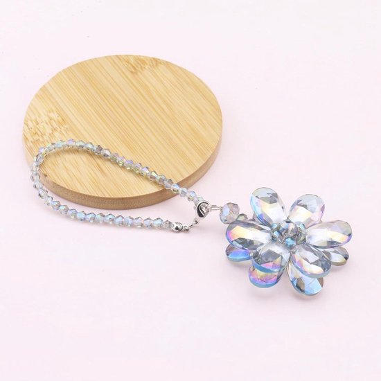 TOPPERFUN Kristallen Bloem Auto Achteruitkijkspiegel Hangers Bling Spiegel Hanger Geluk Kristal Auto Interieur Decoratie Voertuig Auto Hangende Ornament Kleurrijk