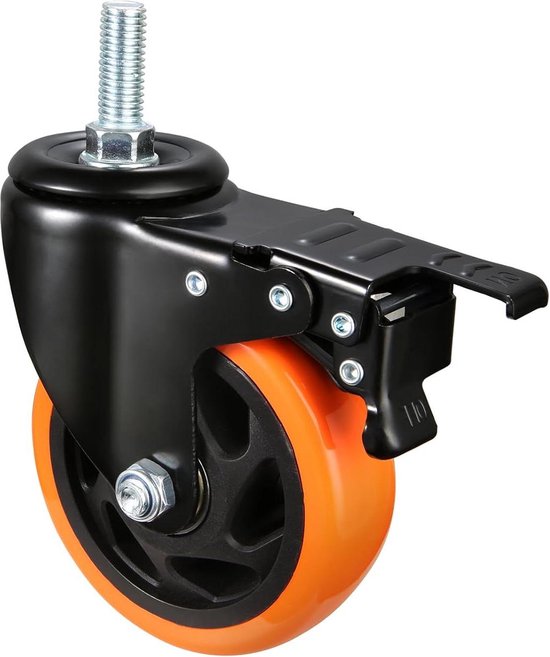 4 stuks hefwagenwielen, polyurethaan, 80 x 60 mm, as 20 mm, incl. kogellagers, hefwagenrol, loopwiel, reserverol, max. belasting 600 kg, wielen voor hefwagen (80 x 70 mm