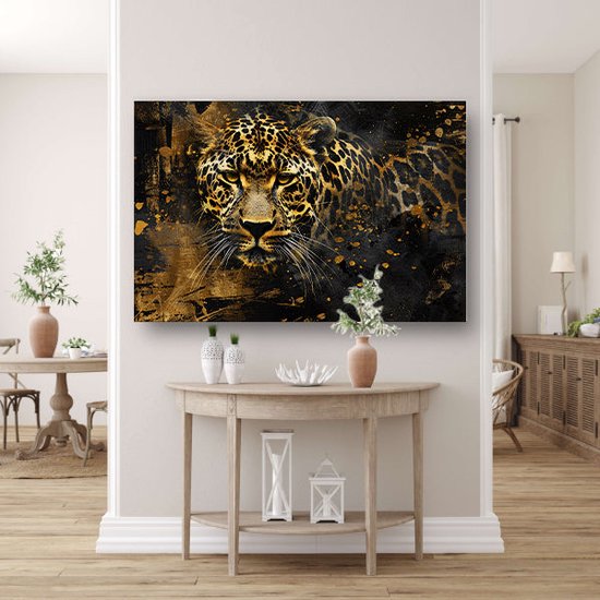 Peinture sur verre léopard - Peinture sur verre Animaux - Peintures sur verre Éclaboussures - Décoration murale moderne - Peinture sur verre acrylique - Décoration murale chambre verre acrylique 120x80 cm