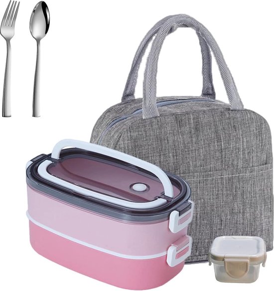 Foto: Isolatiezak lunchbox 1600ml warmte isolerende bentobox voor werk en school picknick magnetron bestendig lichtroze roze