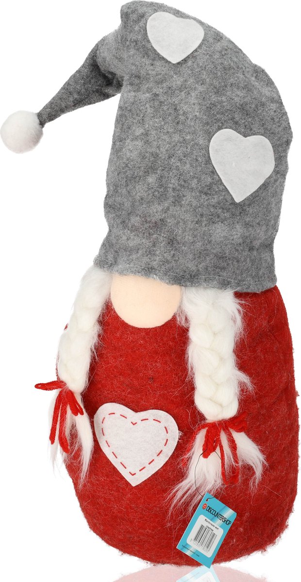 Gnoom Rood - Kerst Kabouter Decoratie - Kerstboomversiering en Kerstbeelden voor Binnen - Scandinavische Gnomes - 1 Stuk