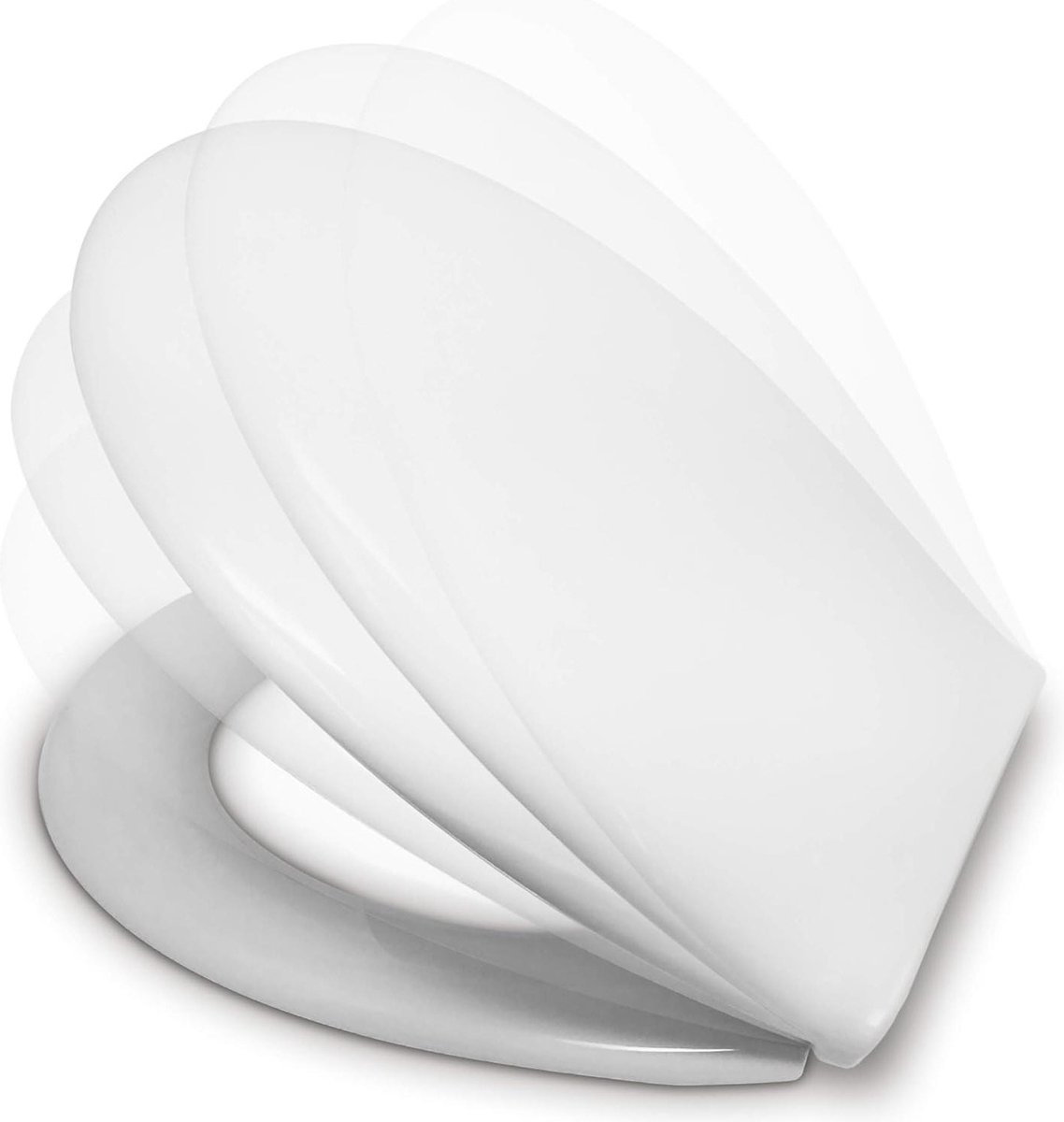 Zachte sluiting wc-bril - O vorm - Verstelbare scharnieren - Eenvoudig schoon te maken - 43x36x55 cm