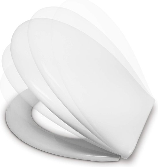 SCHÜTTE 82700 Duroplast SLIM WHITE, toiletbril met softclosemechanisme en snelsluiting voor eenvoudige reiniging, bijzonder platte vorm, maximale belasting 150 kg, grijs, wit
