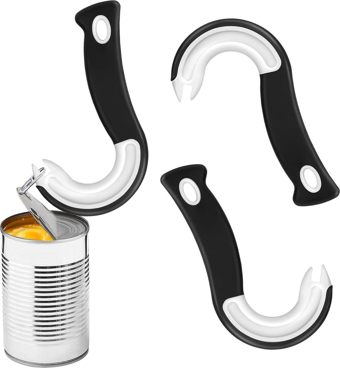 2 stuks Ring Pull Glasopener Draagbare J-vormige keukenhulp haak blikopener flesopener voor blikjes met sluitringen Blikopener