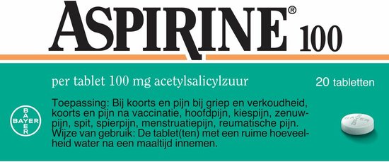 Foto: Aspirine pijnstiller 100 mg