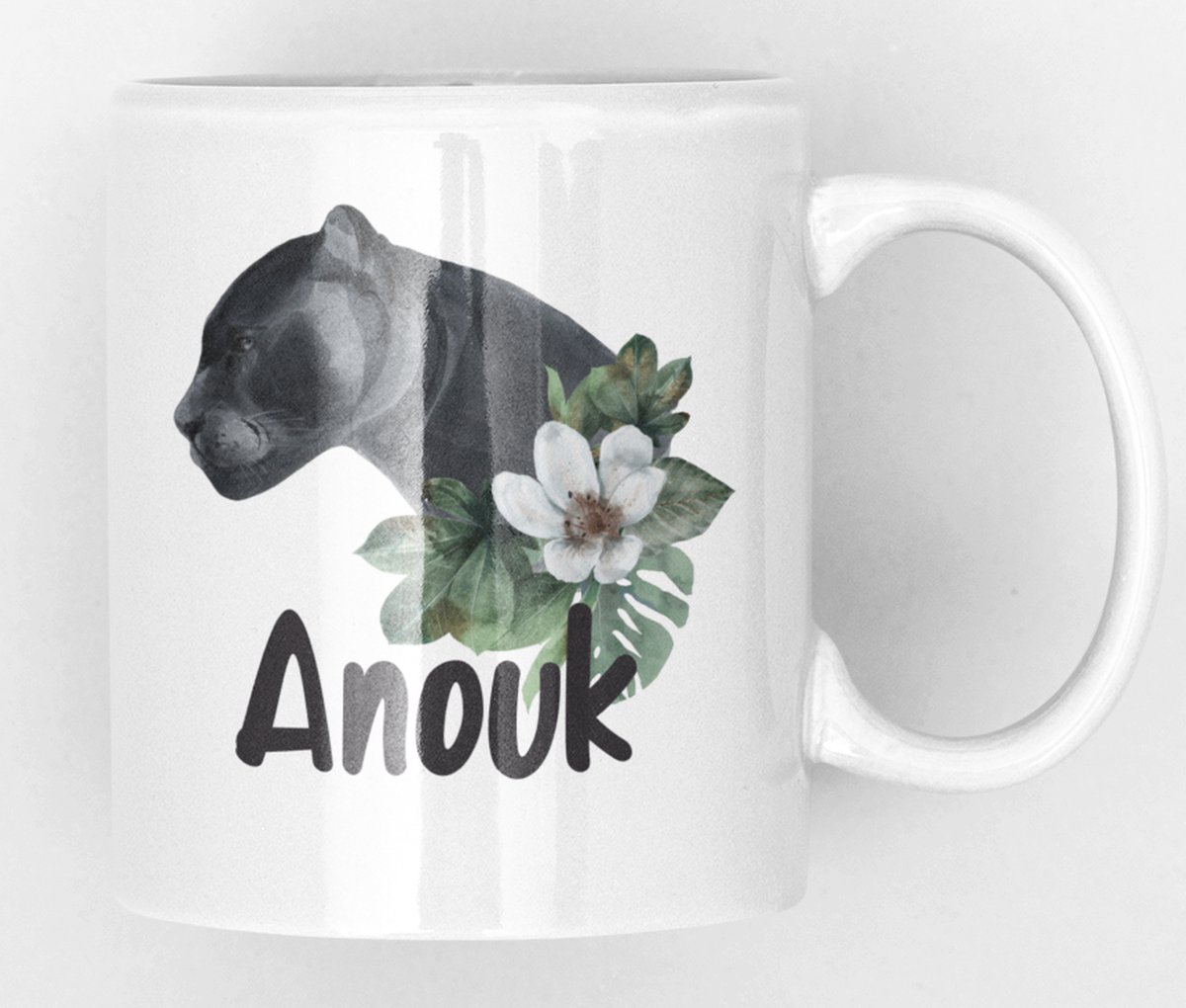 Mok met puma en naam