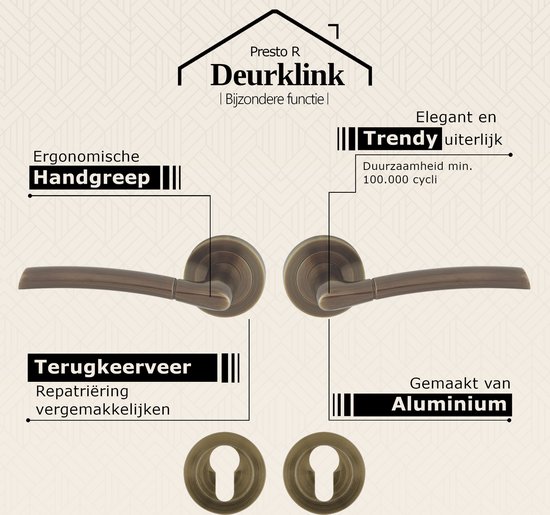 DOMINO Poignée De Porte | Poignée Avec Rosace PZ Pour Insert De Cylindre Profilé | Poignée De Porte Pour Porte De Chambre, Porte De Bureau, Porte De Cave Et Porte Intérieure