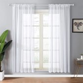 Bol.com 2 Stuks - Gordijnen Set - Wit 140 x 245 CM - Lichtdoorlatende Raambekleding - Elegante Witte Vitrages Voor Woonkamer En ... aanbieding
