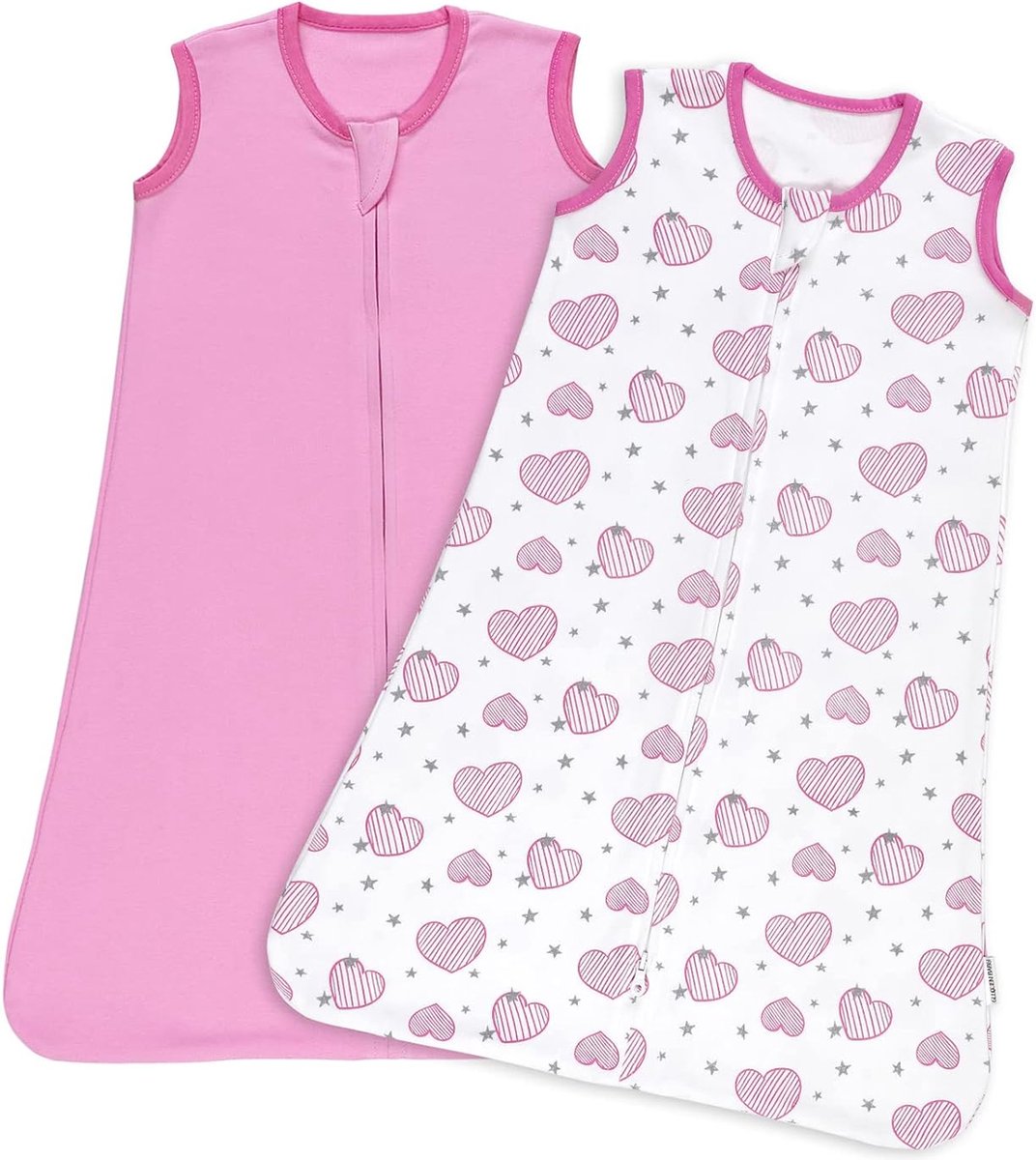 Babyslaapzak voor pasgeborenen, 12-18 maanden, 0,5 TOG, 100% katoen, Öko-Tex 100, mouwloze wikkeldeken, uniseks, voor jongens en meisjes, pasgeborenen babybenodigdheden (paars)