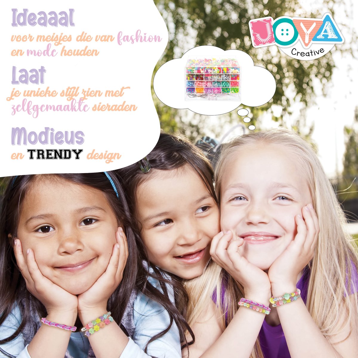 Armbandjes maken Meisjes 3000pcs - Sieraden Maken - Kralenset met Letterkralen, Pastelkleuren, Smiley Beads & Loombandjes - Geschikt voor meisjes vanaf 6 jaar - Joya Creative — afbeelding 6