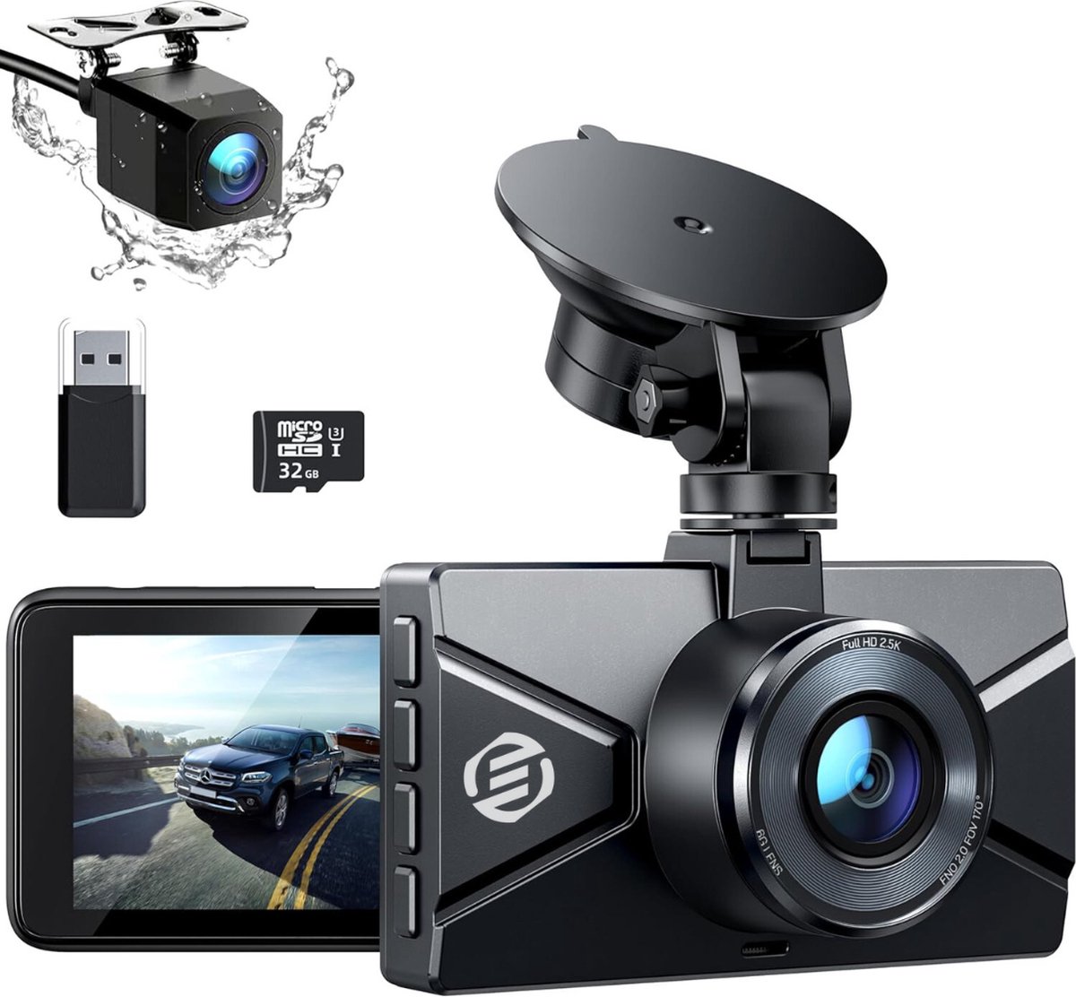 Equivera Dual Dashcam - Dashcam Voor En Achter - Auto Camera Dashcam - Dashcam Auto - Dual Dashcam Voor Auto