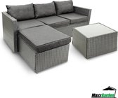 Bol.com MaxxGarden Loungeset – Rattan Hoekset - 4 persoons - incl. salontafel - Grijs aanbieding
