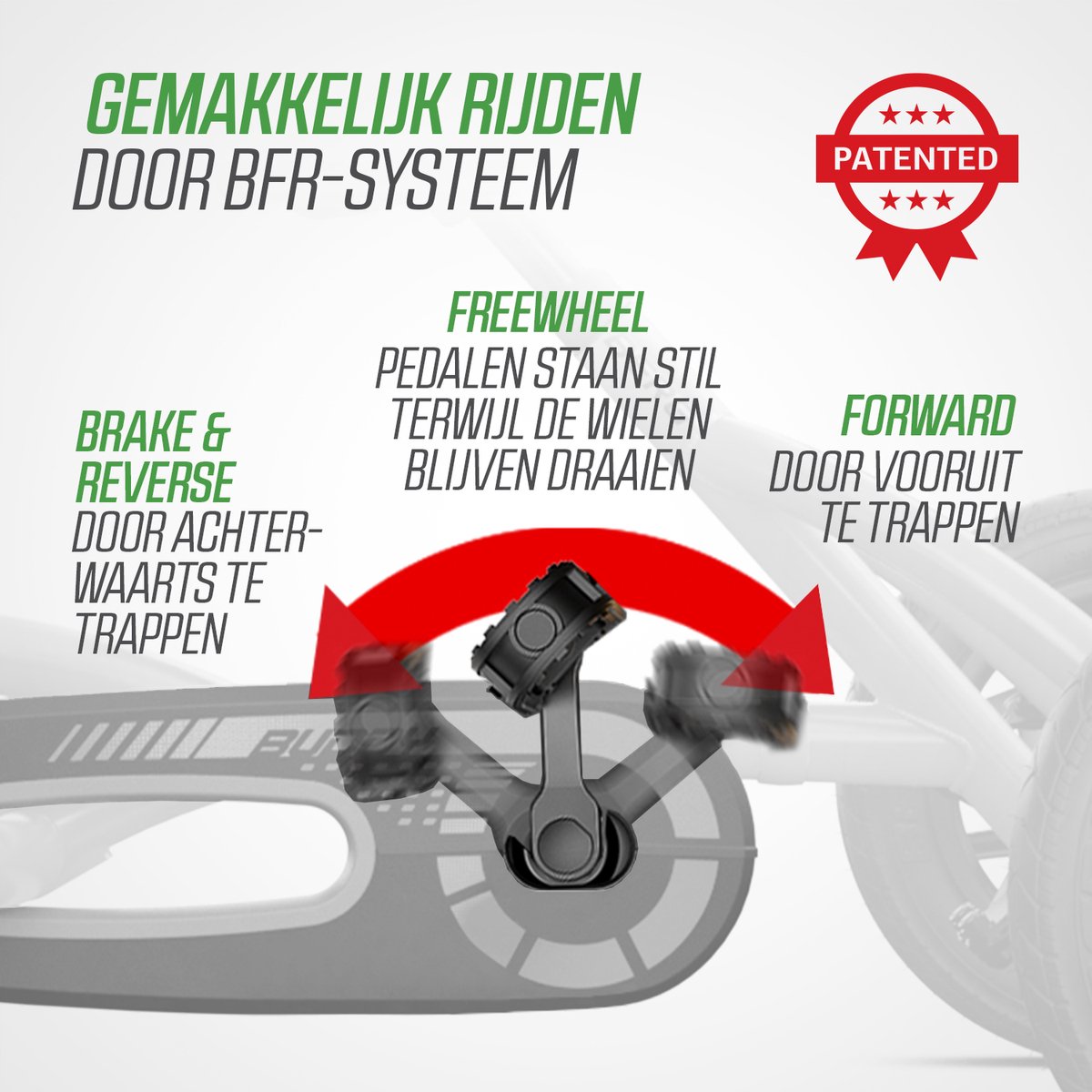 BERG Buddy John Deere® Skelter - 3+ Jaar - Verstelbare Stoel - Vrijloopautomaat - Officieel licentiemodel - Groen/Geel — afbeelding 10