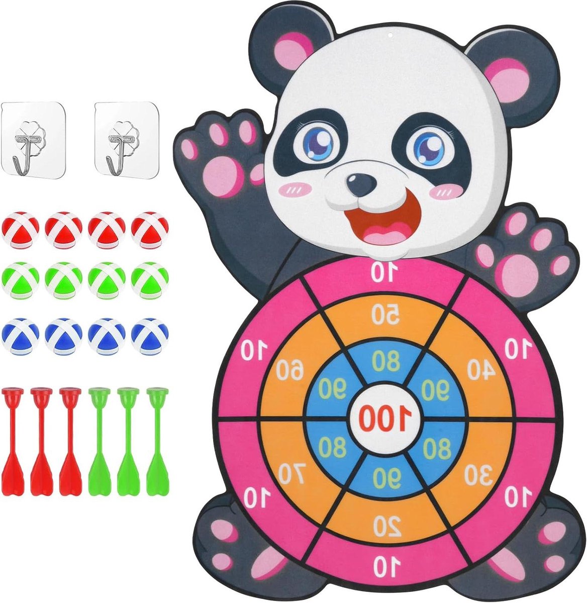 Dartbord voor kinderen - dinosaurusspeelgoed voor jongens - 12 kleverige ballen - 6 darts - leeftijd 3-12 - binnen en buiten feestspelen - speelgoed