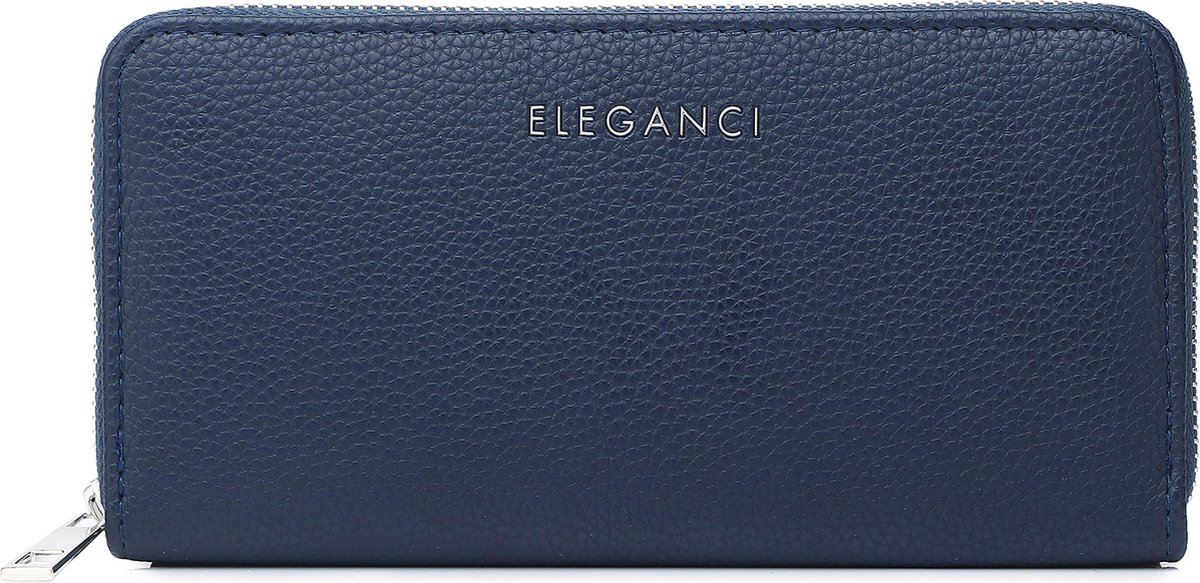 Eleganci® - Dames Portemonnee - Portefeuille - Beurs - Kunstleer - Geschikt voor pasjes - Cadeau - Ritsportemonnee - Kado - Met ritsvak - Voor Muntgeld - Voor Briefgeld - Blauw