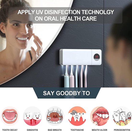 HIYORI UV Sterilisator Zahnbürsten zur Wandmontage Sterilisator
