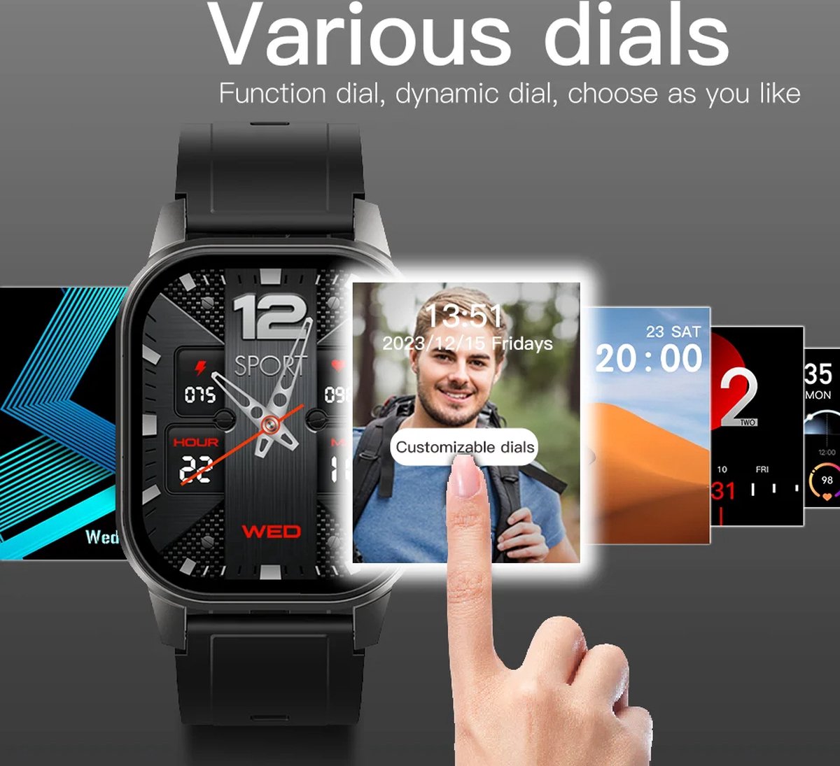 Afbeelding 3 van 4G Smartwatch 2.13" AMOLED Zwart met Hartslagmeter