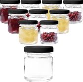 Pots à confiture avec couvercle - Pots de conservation 53 ml - Pots à confiture noirs - Avec étiquettes pour pots à confiture avec couvercle