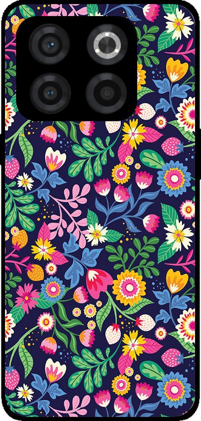 Smartphonica Coque de téléphone pour OnePlus 10T avec imprimé floral - Coque arrière en TPU avec motif floral pour OnePlus 10T