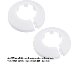 Witte verwarmingsbuis rozet voor buizen Ø 38 - 40mm - voor buisomtrek 119 - 125mm - Buisrozet - Radiatorrozet - Radiatorbuis rozet - Klemrozet - Kraanrozet - Waterleiding rozet - Set per 2 stuks