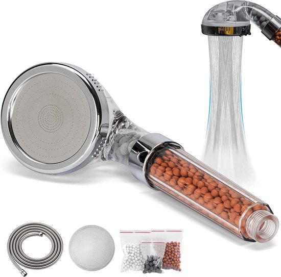 Douchekop Antikalk Hogedruk Waterbesparende Handdouche met 15 m Slang