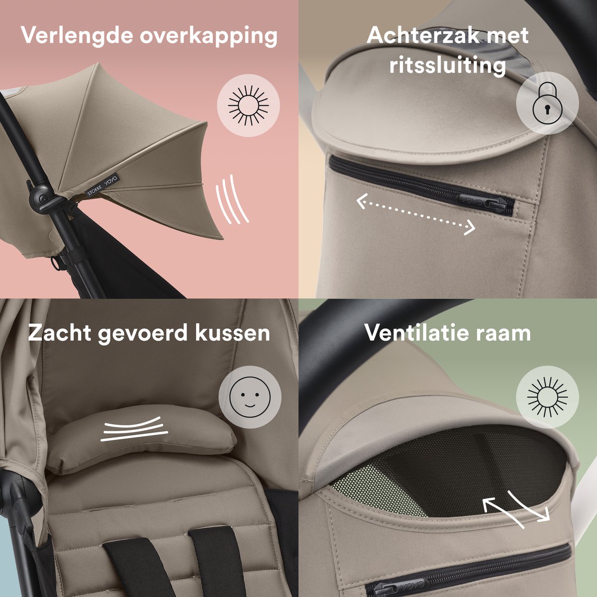 Stokke YOYO 6+ Color Pack Taupe Textiel met Uitschuifbare - afbeelding 2