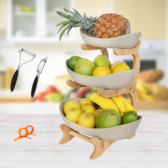 Fruit etagère 3 etages - incl. tang - van hoogwaardig porselein - moderne... | bol Fruit etagère 3 etages - incl. tang - van hoogwaardig porselein - moderne... | bol