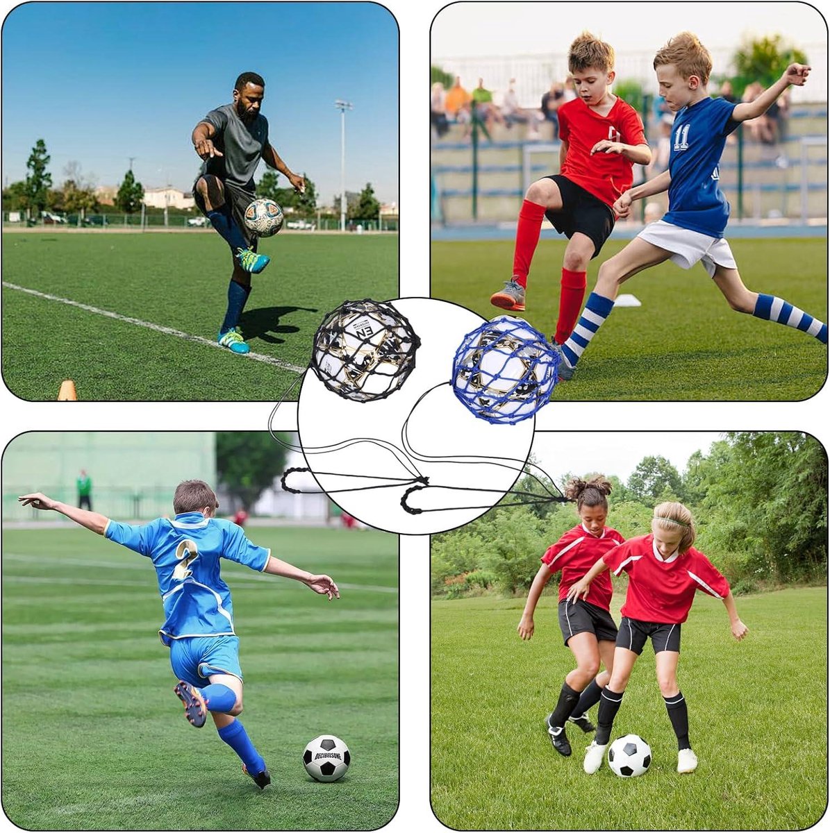 PodiuMax Solo Voetbaltrainer, voetbaltrainer, perfect voor de maten 3/4/5 met stabiele, verstelbare riem, voetbaltraining voor kinderen, beginners