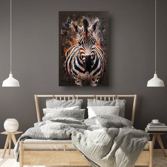 Peintures Zebra sur verre - Décoration murale Animaux - Peinture sur verre Peinture - Peintures classiques - Plexiglas - Accessoires de chambre verre acrylique 80x120 cm