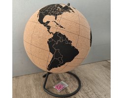 Kurk24 Grote wereldbol van kurk - Globe met 25 cm diameter
