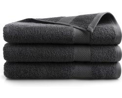 DoubleDry Hotel Badhanddoeken 70 x 140 cm – Set van 3 – 100% Katoen 500 g/m2 – Zacht & Absorberend - Antraciet