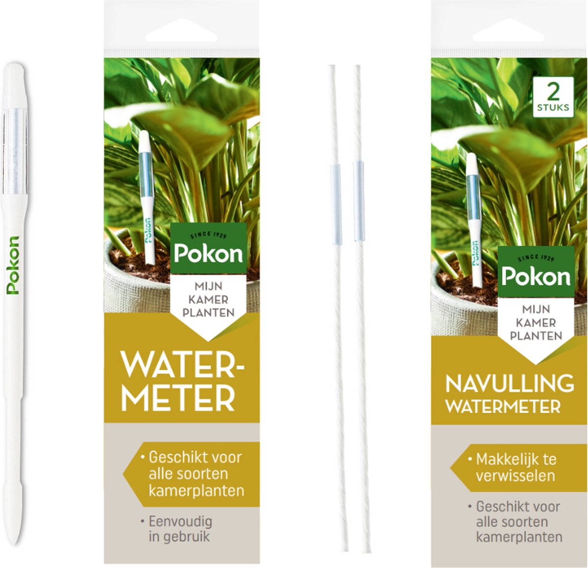 Pokon Vochtmeter voor Kamerplanten incl. 2 navullingen - Watermeter - Geeft aan wanneer jouw Planten water nodig hebben