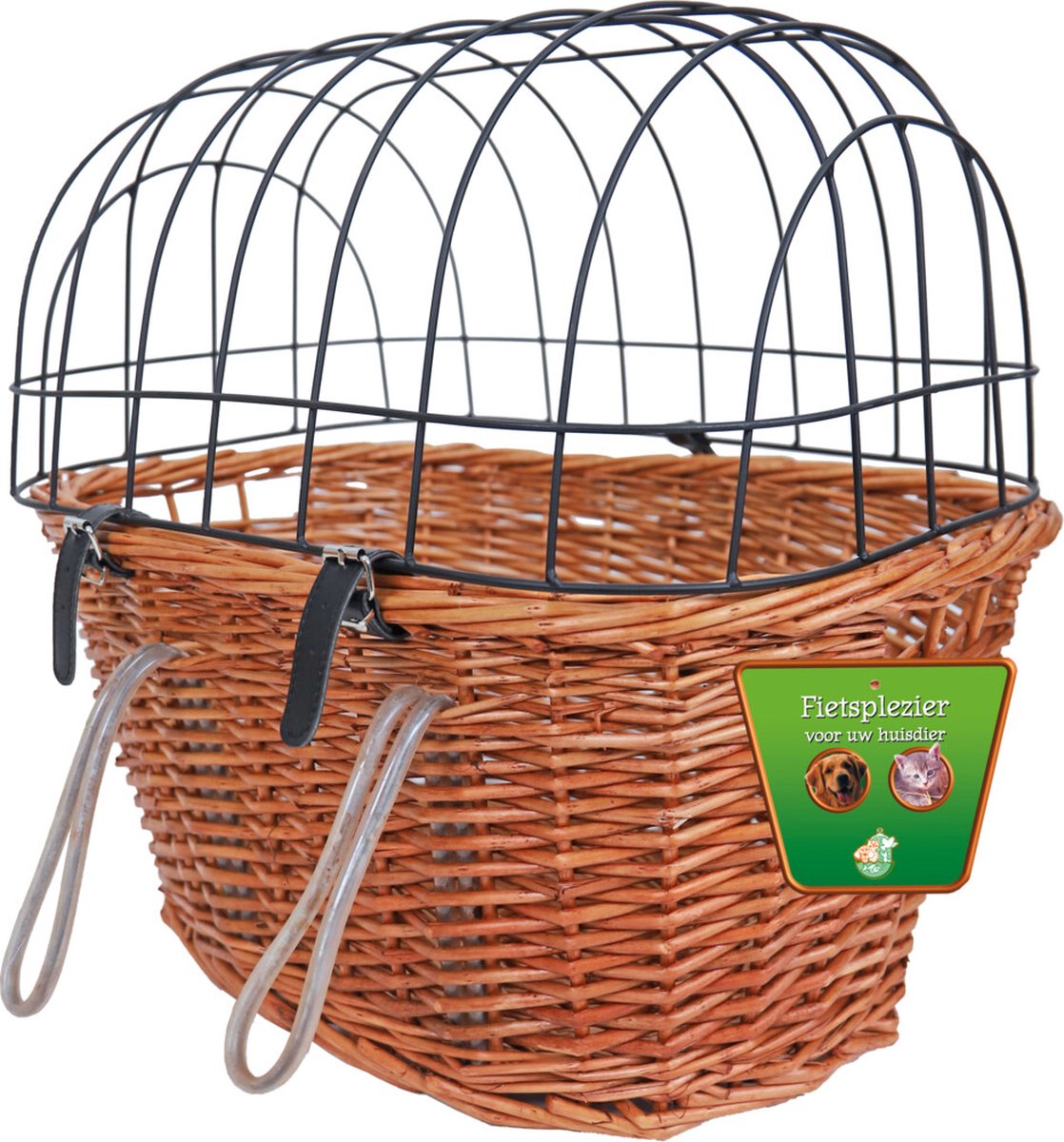Fietsmand riet voorop + metalen rek - 40x50x44