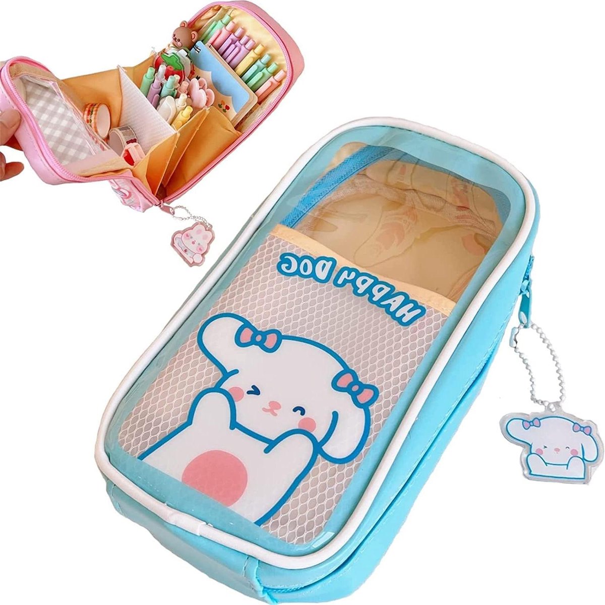 Doorzichtige grote pennenzak - Cute Bear Rabbit Aesthetic - grote capaciteit - meisjes (#D) pennenzak