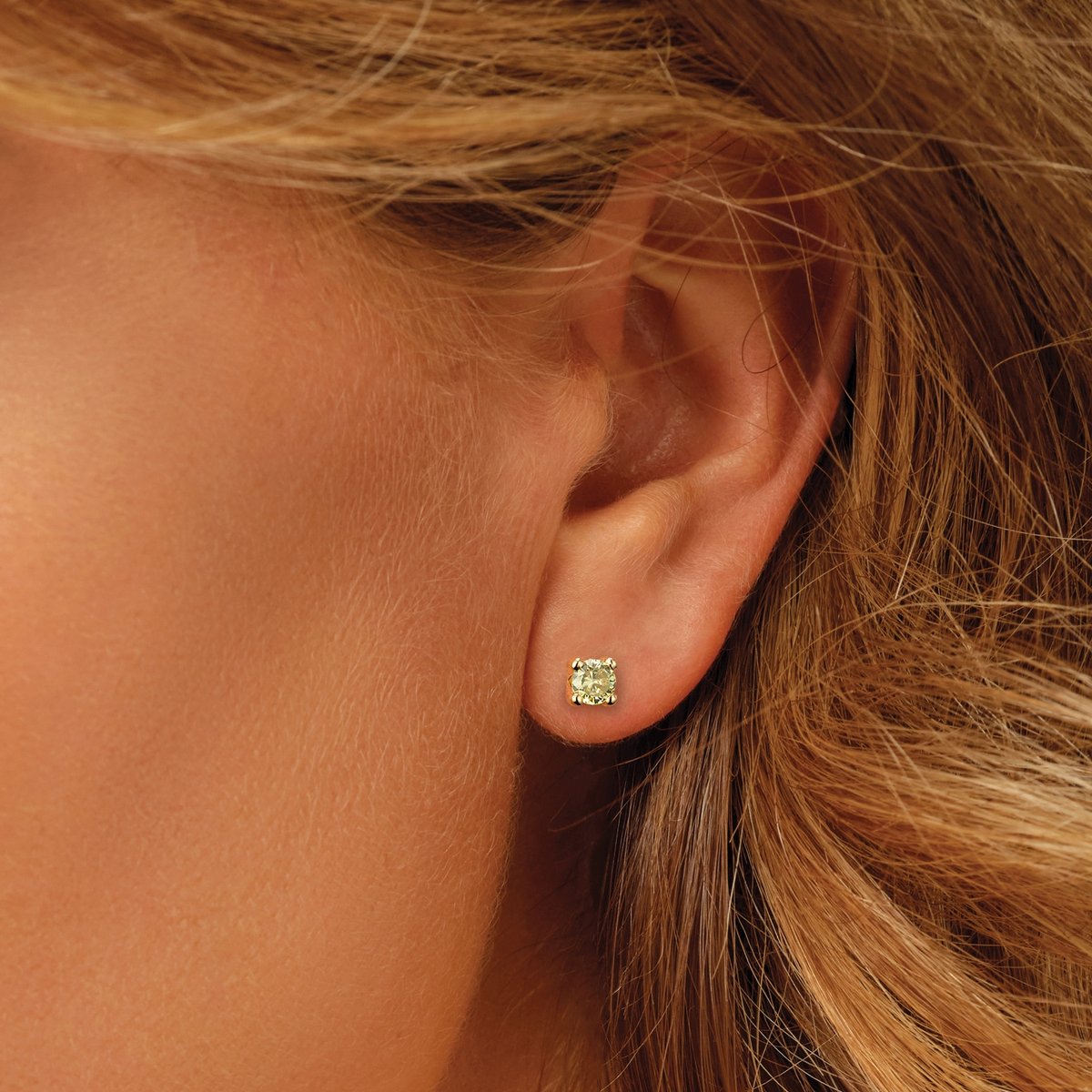 Glow 206.1642.00 Dames Oorbellen - Oorknopjes - Sieraad - 14 Karaat Goud - Peridoot - 4 mm lang