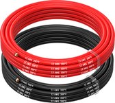 MMOBIEL 12 AWG Siliconen Elektrische Draad - 12 Gauge (3,31mm²) Vertinde Koperkabel - 2 Aparte Draden Rood & Zwart Elk 2,5 m voor RC, Drones, 3D Printers, Batterijen, Luidsprekerdraden, Led Strips