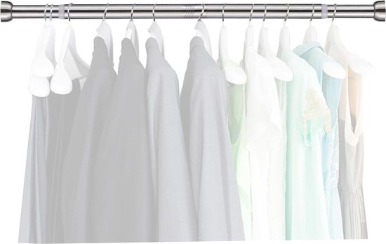 Uitschuifbare zilveren kledingstang 71-127 cm - Zware stang voor het ophangen van kleding - Roestvrijstalen stang voor slaapkamer kledingrek