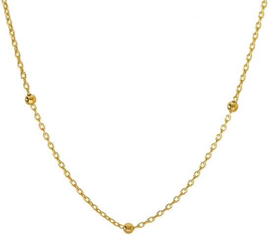 Foto: Glow 202 2186 45 dames ketting collier sieraad layerketting 14 karaat goud geelgoud goud bolletjes 2 mm 1 mm breed 45 cm lang
