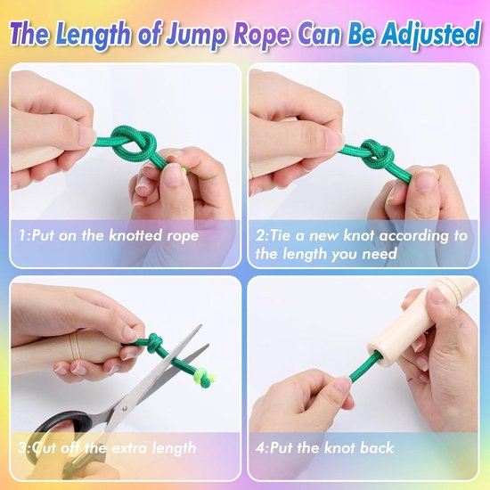 16 FT Lang Springtouw Voor Kinderen - 2 Stuks Verstelbare Dubbele Nederlandse Springtouwen Met Houten Handvatten, Voor Buiten Spelen En Sport