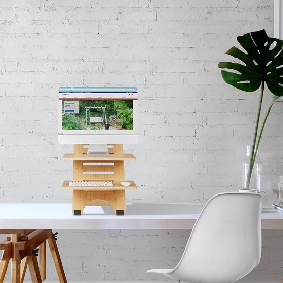 Relaxdays Bureau Verhoger, Bamboe, Met 2 Planken, In De Hoogte Verstelbaar Zit Sta Verhoger Laptop Werkplek Naturel 660889825 Relaxdays Bureau Verhoger, Bamboe, Met 2 Planken, In De Hoogte Verstelbaar Zit Sta Verhoger Laptop Werkplek Naturel 660889825