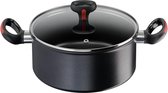 Bol.com Multifunctionele braadpan met deksel - Ø 24 cm - inductiekookpan - gas en oven - antislip siliconen handgrepen - Rode lijn aanbieding