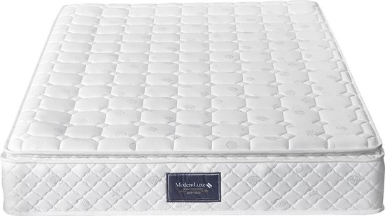 Merax Lit Double Rembourré 140x200cm avec Matras Mousse Froide 7 Zone - Lit Luxe avec Sommier à Lattes - Blauw