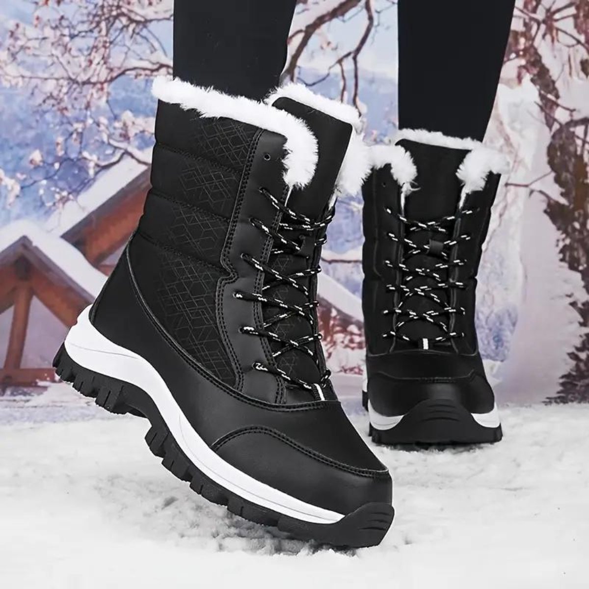 Bovista Snowboots Sneeuwschoenen Sneeuwboots Dames Wintersport Ski Skischoenen – 35.5 Hoog Zwart
