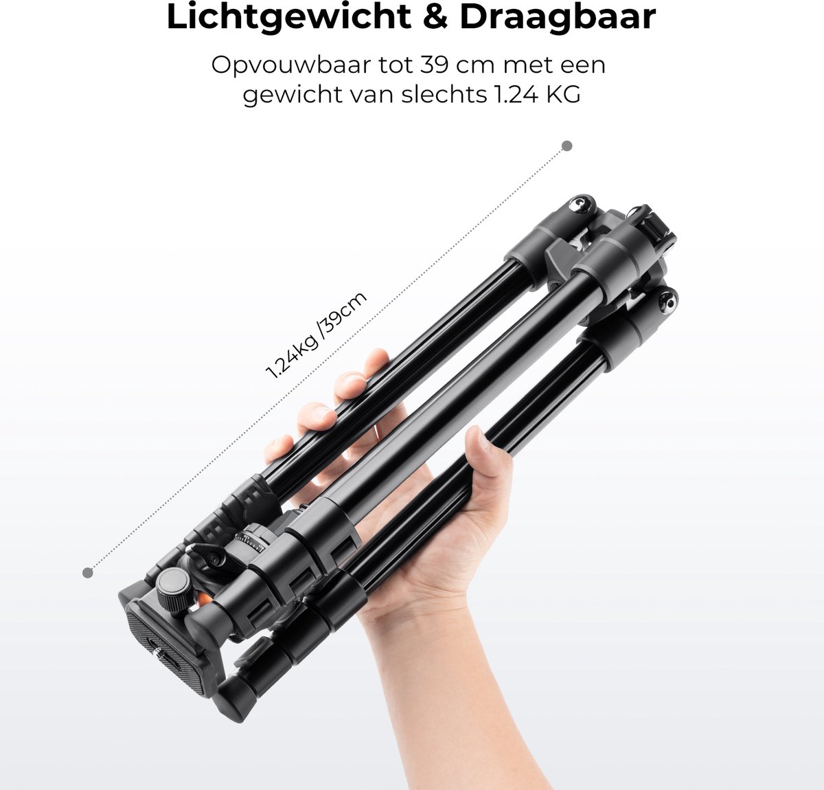 K&F K234A0 Tripod Statief voor Camera/ Mobiele Telefoon - 163 cm Aluminium Camerastatief met Telefoonhouder thumbnail 3
