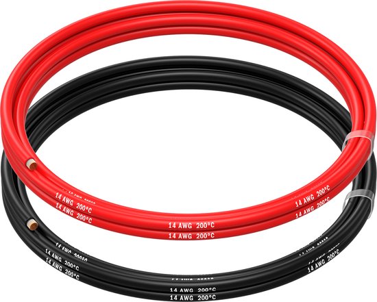 Foto: Mmobiel 14 awg siliconen elektrische draad 14 gauge 2 08mm vertinde koperkabel 2 aparte draden rood zwart elk 1 5 m voor rc drones 3d printers batterijen luidsprekerdraden led strips