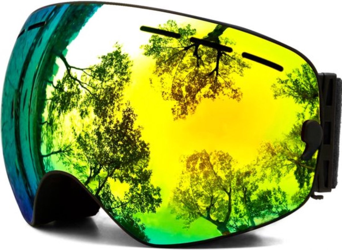 Bovista Skibril - Ski Zonnebril - Wintersport - UV-Bescherming - Winddicht - Ski Gadgets - Dames & Heren - Zwart & Goud