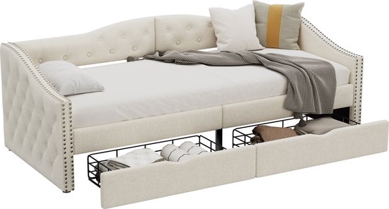 Dagbed 90 x 190 cm gestoffeerd bed, dagbed slaapbank met