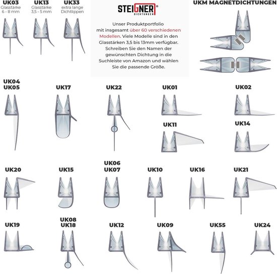 Douchestrip 80cm glasdikte 6-7-8 mm recht pvc vervangende afdichting douches UK08 - waterdicht - hoekprofiel van Sani-Comfort — afbeelding 5