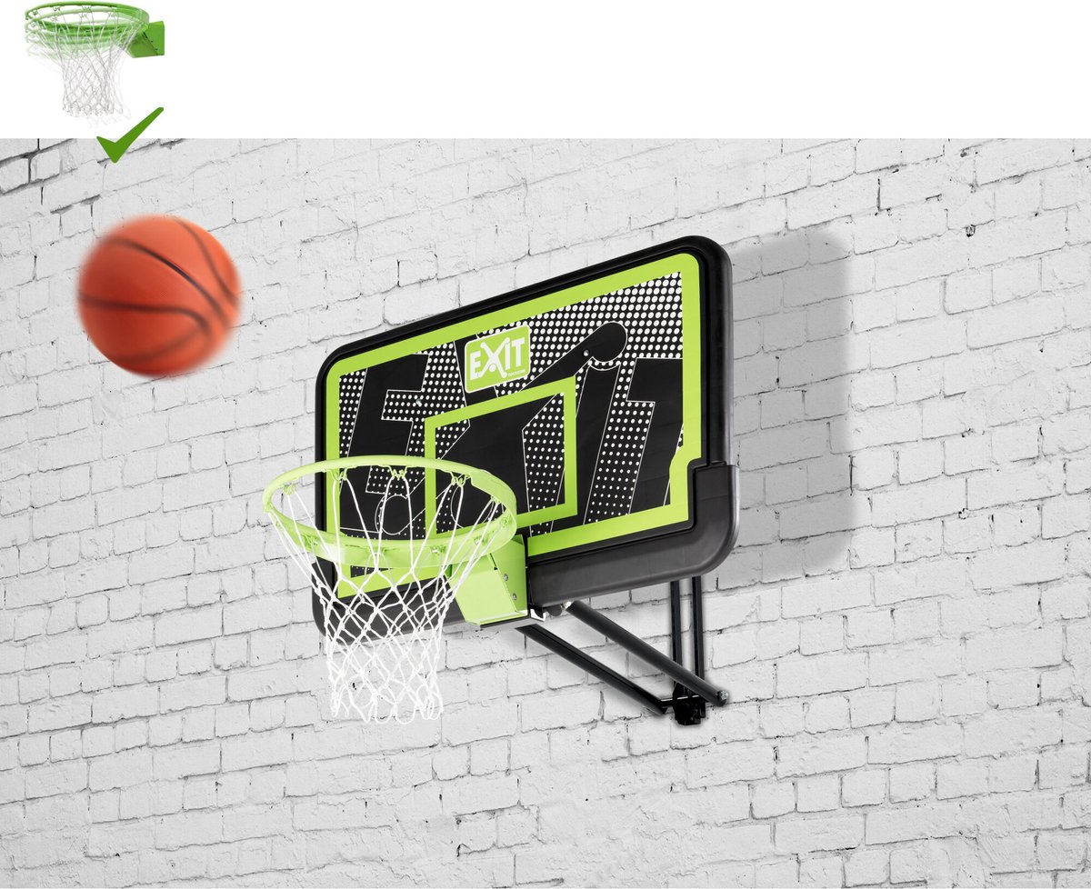 EXIT Galaxy basketbalbord voor muurmontage met dunkring - black edition